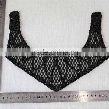 New Arrival White and Black Flower Pattern Embroidery Collar Lace Applique for Lady Garment photo-6