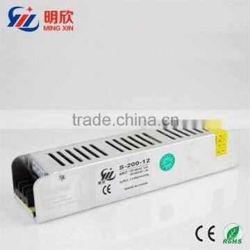 200W 200*58*40mm LED transformer for advertising lamp/200W slim led switching power supply 12v IP20 led driver