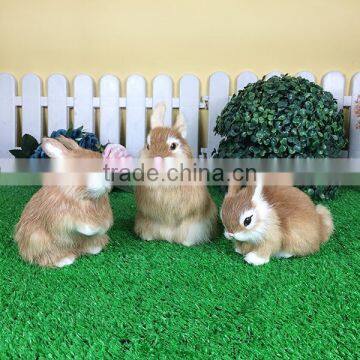 Handmade Real Like Miniature Real Fur Animal Long Ears Bunny Toys photo-5
