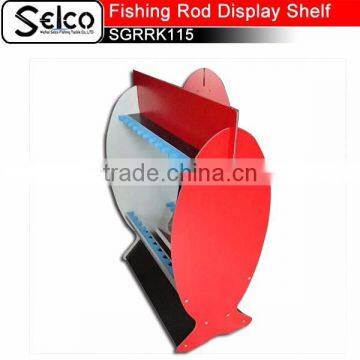 New Aluminium Fishing Rod Display Shelf of 24pcs, Fishing Gear Rack Showroom