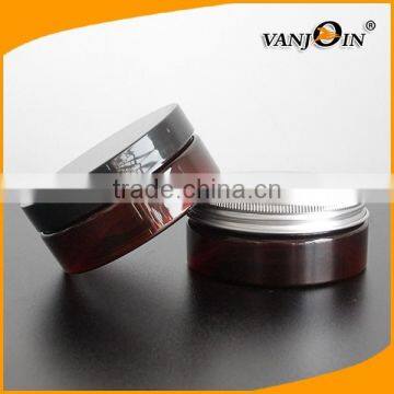 8oz PET Amber Round Plastic Cream Jar With Black Screw Cap