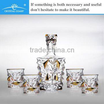 Liquid gold painting promotional old fashion magic glass wine decanter set