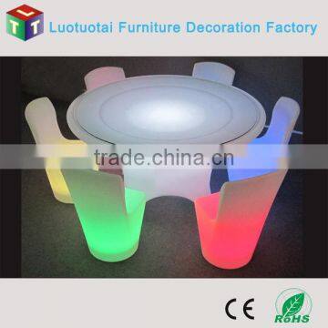 led furniture set/wirelessNew design led RGBW dining table with chair