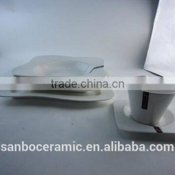 Porcelain Dinner Set, White Porcelain 16 PCS Dinner Set With Square Plate, Soup Plate and Coffee Cup photo-2