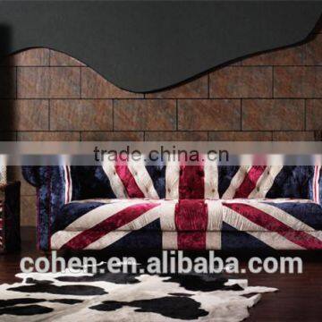 2016 hot sell high quality Europe vintage style living room chesterfeild UK flag fabric sofa