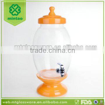 Gift Packing Glass Dispenser with Orange Ceramic Base