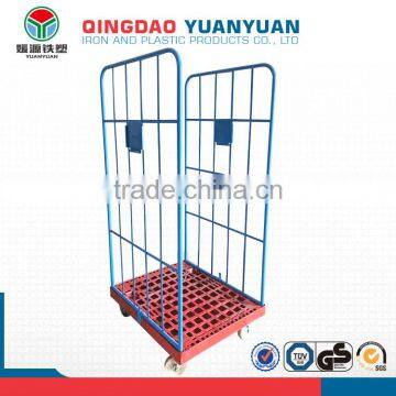 4 Wheels 2 Sided Roll Cage Trolley Logistics Pallet Wheel Barrow Storage Metal Waste Container photo-2