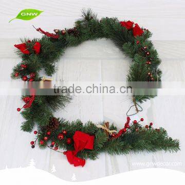 GNW CHGR-1607020 New hot High similation artificial christmas garland with red bowknot for Christmas Decoration
