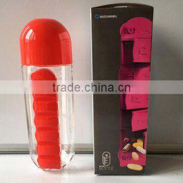 Hot Sale Plastic 20oz Water Bottle With 7day Pill Box photo-6