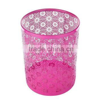 2016 Fancy Round Shape Wire Mesh Pink Trash Can photo-4