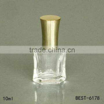 10 ml flat shaped nail polish glass bottle with gold cap