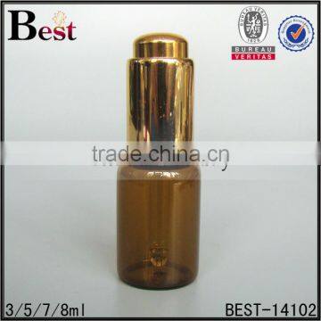 3 / 5 / 7 / 8 ml Hot Products Small Essential Oil Amber Glass Dropper Bottle Matte Gold Press Dropper Tube Glass Bottle photo-3