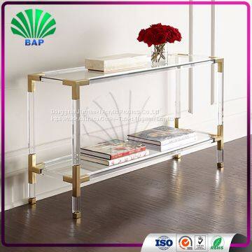 High Quality Acrylic Italian Console Table Living Room Lucite Corner Table Gold Metal Corner Table photo-2