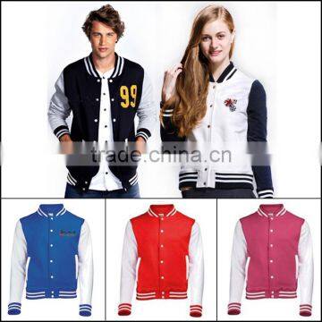 varsity jacket is crafted from wool and has contrast - coloured piping on the collar and at the cuffs.