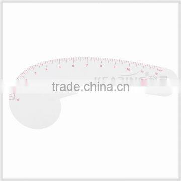 Kearing brand manufacture transparent plastic inch sleeve curve garment ruler for designers, tailor & sewing#6112