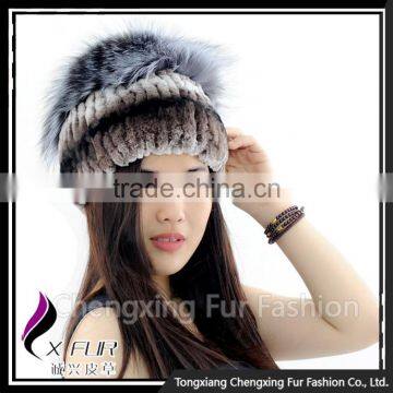 CX-C-244A Ladies Fashion Factory Direct Sale Knitted Rex Rabbit Fur Hat photo-3