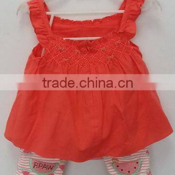 baby girls red dress with printed knit shorts 2 pcs suits for summer