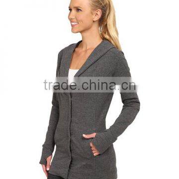 OEM service is provide women 2/3 botton coat fleece fabric with two side pocket made in China