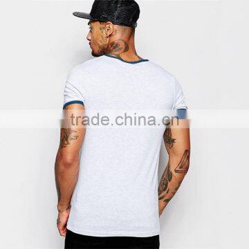 Custom Mens Contrast Ringer Neck t Shirt Stretch Muscle Fit Cotton t Shirt photo-2