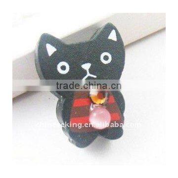 fashion children's cat brooch wood cartoon brooch wooden animal brooch for kids