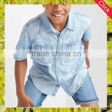 New design summer children clothing wholesale kid boys shirt with short sleeves