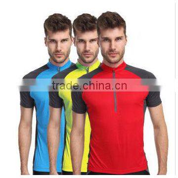 Cheap Wholesale Mens Running Shirts Plain Cycling Shirts Dry Fit Turtle Neck polo T-Shirt 1/2 Zipper Pullover Jersey