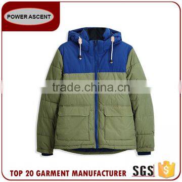Hot Design Men'S Contrast Color Fashion Hoody Padded Quilting Jacket For Sale