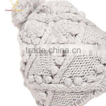 Light Color 100 Cashmere Cable Knitted Winter Hats for Women photo-2
