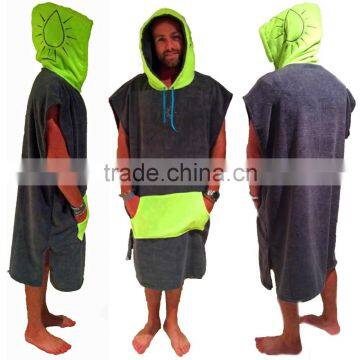 Custom cotton plain adult hooded poncho beach towel