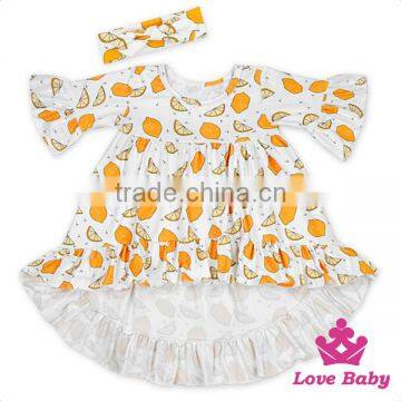 Poupular Printing Pattern Dress With Bow Headband Accept Customized Simple Frock Design photo-6