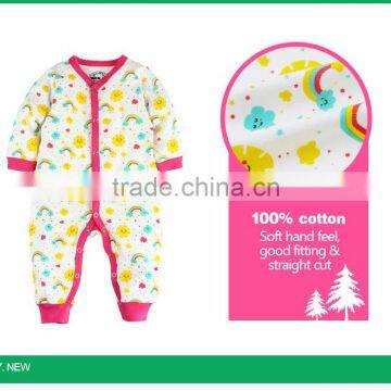 2017 Long Sleeve Newborn Baby Jumpsuit Wholesale Combed Cotton Baby Bodysuit photo-2