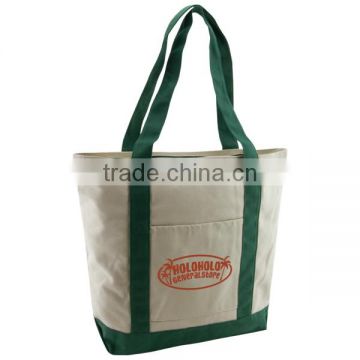 Boat Tote Bag - made from 12 oz. 100% biodegradable cotton and comes with a front pocket, zipper closure and your logo.