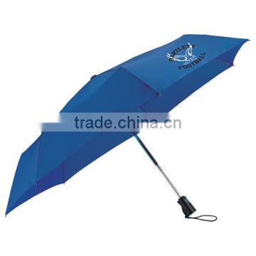 44" Totes 3 Section Auto Open/Close Folding Umbrella - opens and closes with the press of a button and comes with your logo