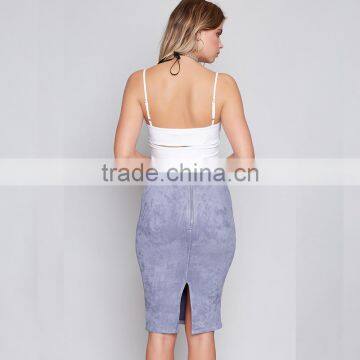 Lavender New Color Midi Suede Pencil Skirt Nice Fit Modern Simple Ladies Wear photo-4