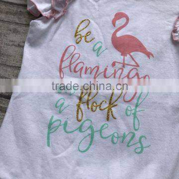 New Girls Outfit be a Flamingo Floral Coral Mint Kids Boutique Shorts Sets Ruffles Cotton Clothing Match With Accessories photo-2