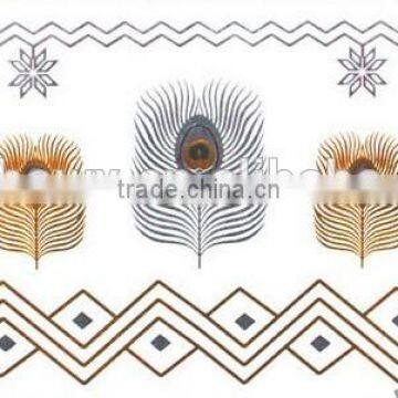 2015 Hot Sale Gold and Silver Feathers Tattoo Stickers photo-6
