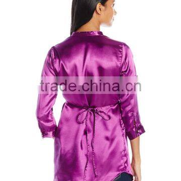 Roll 3/4 Tab Sleeve Satin Pintuck Tunic Dress photo-4