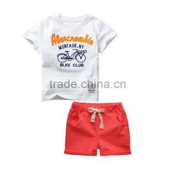 Wholesale summer cotton printing boys kids clothes clothing set