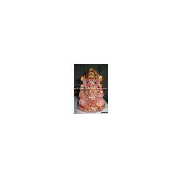 LORD GANESHA IN ROSE QUARTZ PAINTED Religious Crafts