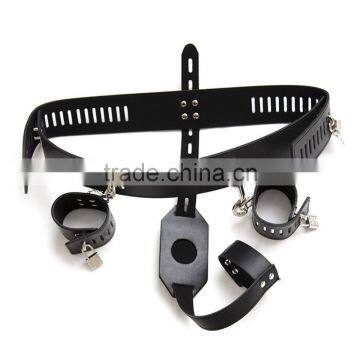 BDSM Bondage Flirting Sexy Male Chastity Handcuffs Leather Pants Fetish