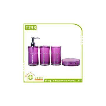 Hot Sale Elegant Diamond Decorative Round Shape Transparent European Bathroom Set