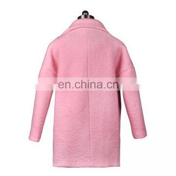 2014 High Quality Fashion Medium Long Woolen Pink Coat