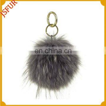 Fashion Genuine Fur Accessory Keychain Raccoon Fur Pom Pom photo-2