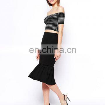 2014 A/W Fashion Midi Skirt With Peplum Hem