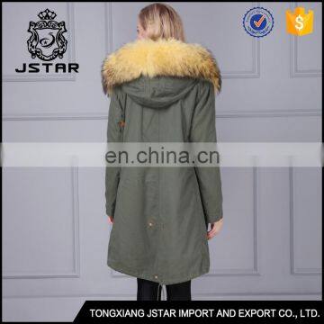 Hot Sale Top Quality Green Military Style Apparels Long Fur Clothing photo-3