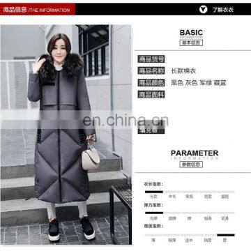 2017 Winter New Feather Cotton Clothing Women Korean Version of the Slim Plus Large Collar Collar Long Knee Women's Jacket S1003 photo-3