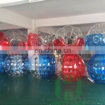 Half Clear and Half Red/Blue 0.8mm 100% TPU 1.5m Dia bubble soccer inflatable giant globe ball body bumper ball for adult