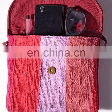 Indian Beautiful Clutch Bag Woven Chindi Bag Vintage Boho Tribal Bags