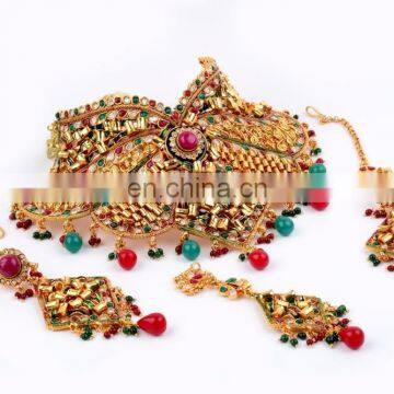 Bollywood Style Kundan Necklace Set-2018 Bollywood Fashion Bridal Jewelry Set- Bridal Jewellery-Indian Designer Necklace Set photo-5