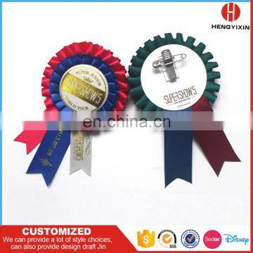 wholesale handmade round woved satin award ribbon rosette for festival celebration